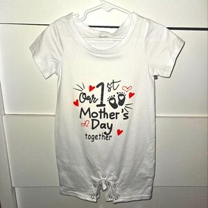 Mother's Day Baby Romper - White with Red and Black Print